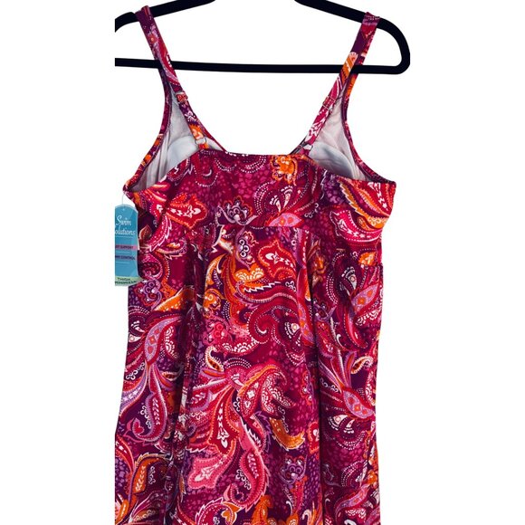 2/$35 NWT Swim Solutions 22W Tummy Control Bow-Front Swim Dress Bust Support - Picture 11 of 16